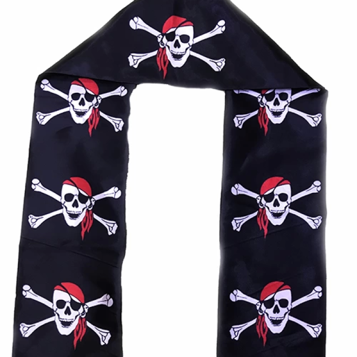 Siyah Renk Korsan Baskılı Atkı Banner Dekor 150x17 Cm
