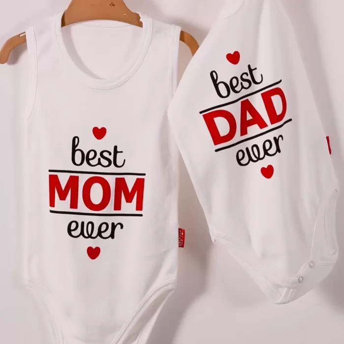 Best Mom Ve Dad Desenli Askılı Unisex Body