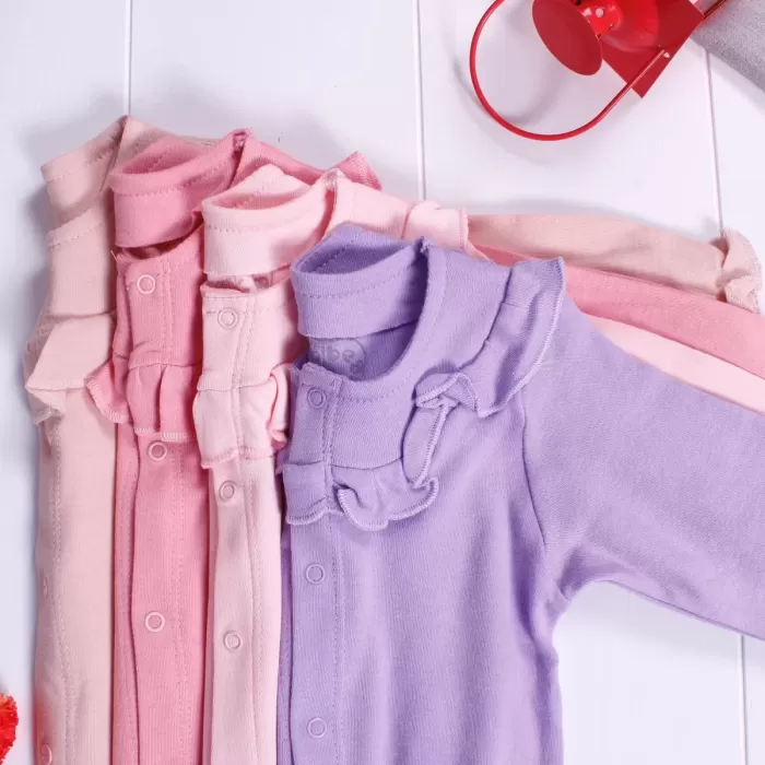 Robası Astarlı Fiyonk Şapkalı Kız Bebek Tulum