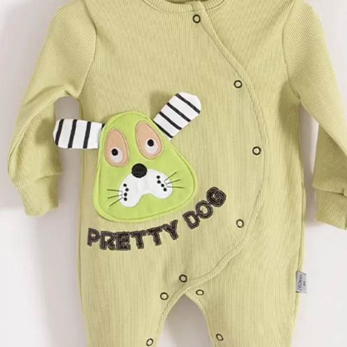 Pretty Dog Nakışlı Bandanalı % 100 Pamuk Kız Bebek Tulumu