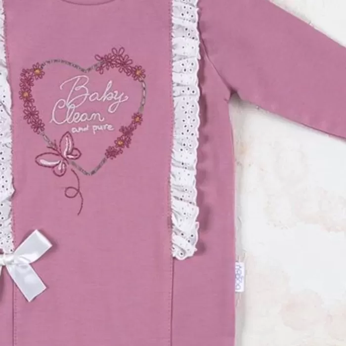 Love Kalp Nakışlı % 100 Pamuk Kız Bebek Tulumu