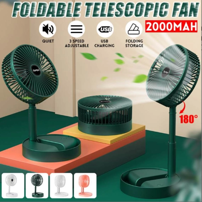 Katlanabilir Teleskopik Fan Sessiz USB Şarjlı Masaüstü Mini Taşınabilir Hava Soğutucu