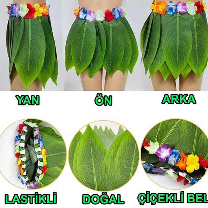 Tropikal Esintili Hawaii Yapraklı Parti Eteği Çocuk Boy
