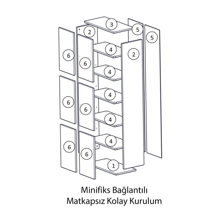 Çok Amaçlı Dolap Parlak Beyaz-Marbella Kiler Mutfak Banyo Hol Kapaklı Raflı Dolap