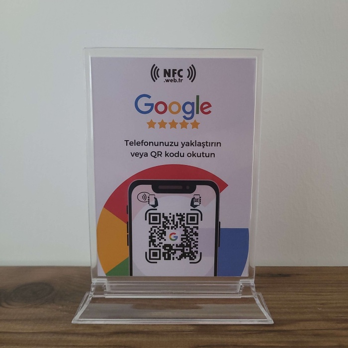 Masa Üstü NFC ve QR Kodlu Google Yorum ve Puanlama Standı Föylük TASARIM 121