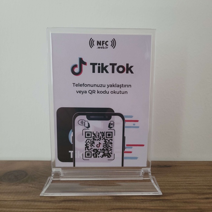 Masa Üstü NFC ve QR Kodlu TikTok Takip Standı Föylük TASARIM 141