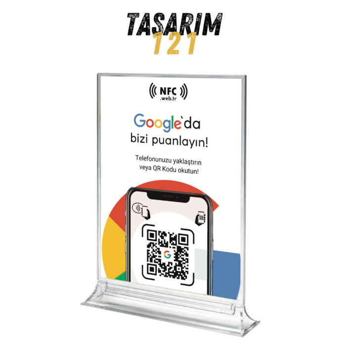 Masa Üstü NFC ve QR Kodlu Google Yorum ve Puanlama Standı Föylük TASARIM 121