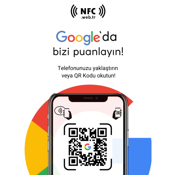 Masa Üstü NFC ve QR Kodlu Google Yorum ve Puanlama Standı Föylük TASARIM 121