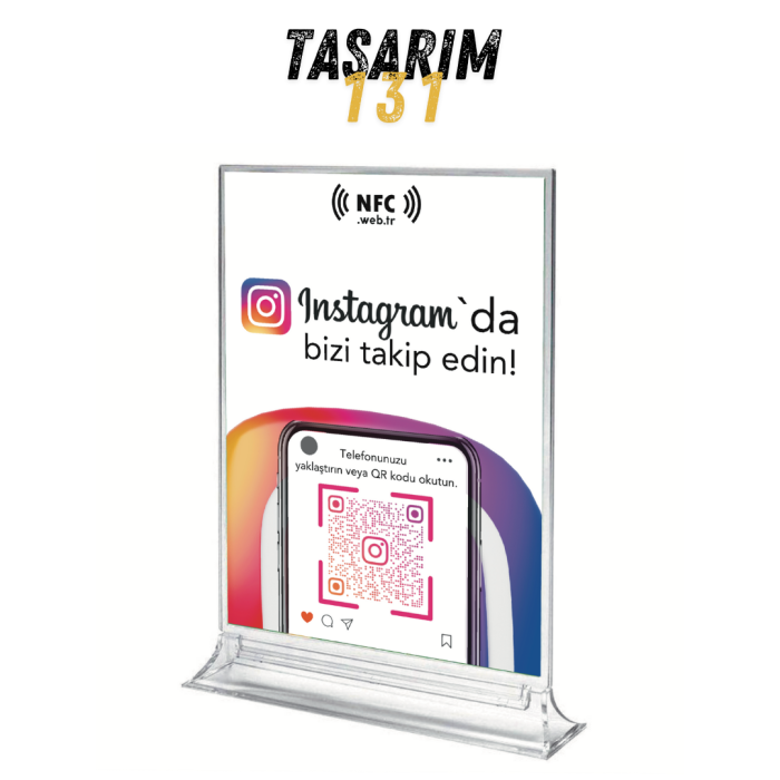 Masa Üstü NFC ve QR Kodlu İnstagram Takip Standı Föylük TASARIM 131