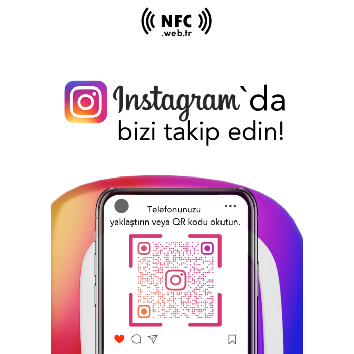 Masa Üstü NFC ve QR Kodlu İnstagram Takip Standı Föylük TASARIM 131