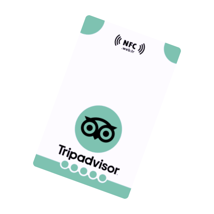 İngilizce NFC ve QR Kodlu Tripadvisor Yorum ve Puanlama Kartı