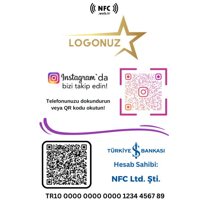 QR Kod Ödeme & NFC İnstagram Masaüstü Standı TASARIM 321