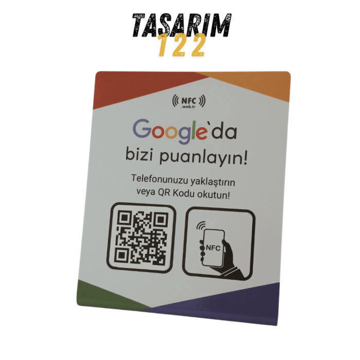 NFC ve QR Kodlu Google Yorum Masa Standı TASARIM 122