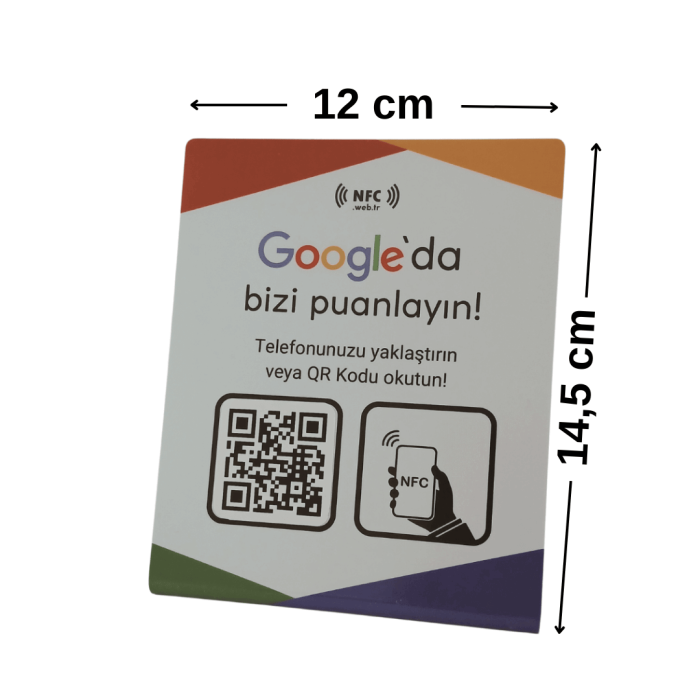 NFC ve QR Kodlu Google Yorum Masa Standı TASARIM 122