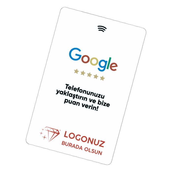 Logolu NFC ve QR Kodlu Google Yorum ve Puanlama Kartı