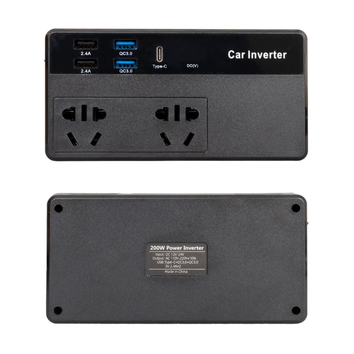 CZ02/12V-24V 12-24 VOLT 200 WATT 4 USB + TYPE-C GİRİŞLİ ARAÇ POWER INVERTER (4172)