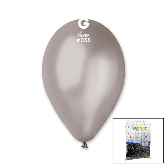 GM-110-38 METALİK - GÜMÜŞ BALON 11&amp;apos;&amp;apos; - 28CM - 100 PARÇA (4172)