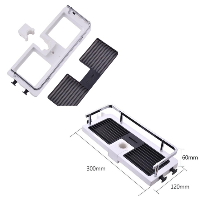Banyo Direğine Asılabilir Köşelik Şampuanlık Sabunluk Çift Askılı Düzenleyici Raf Paslanmaz (4172)