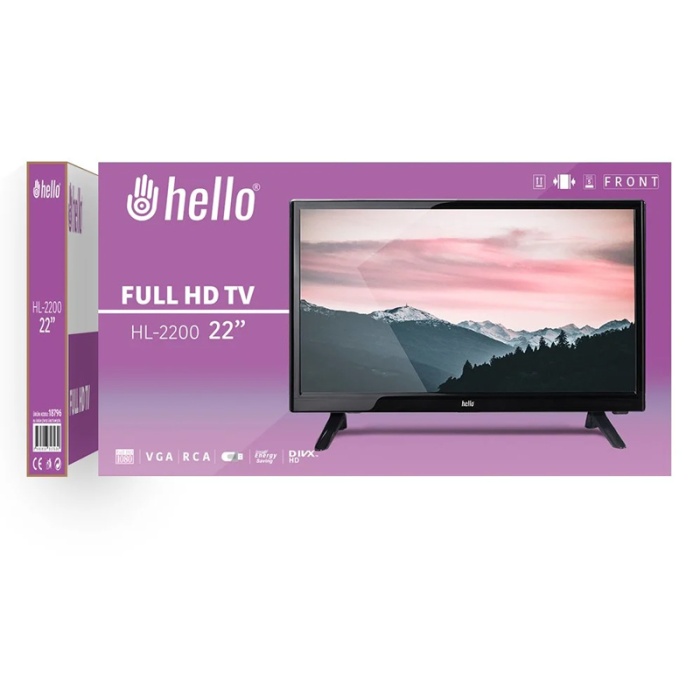 HELLO HL-2200 22 FULL HD LED MONİTÖR  (220V-12 VOLT) (AUDIO IN-RCA-VGA-HDMI-USB) 55 CM X 32 CM (4172)