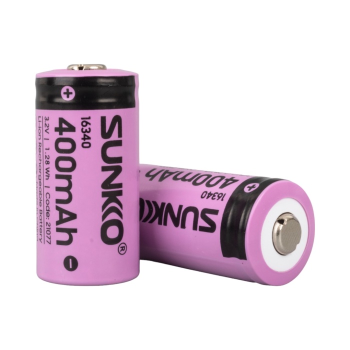 SUNKKO IFR 3.2 VOLT 400 MAH 16340 ŞARJ EDİLEBİLİR PİL  (TEKLİ) (4172)