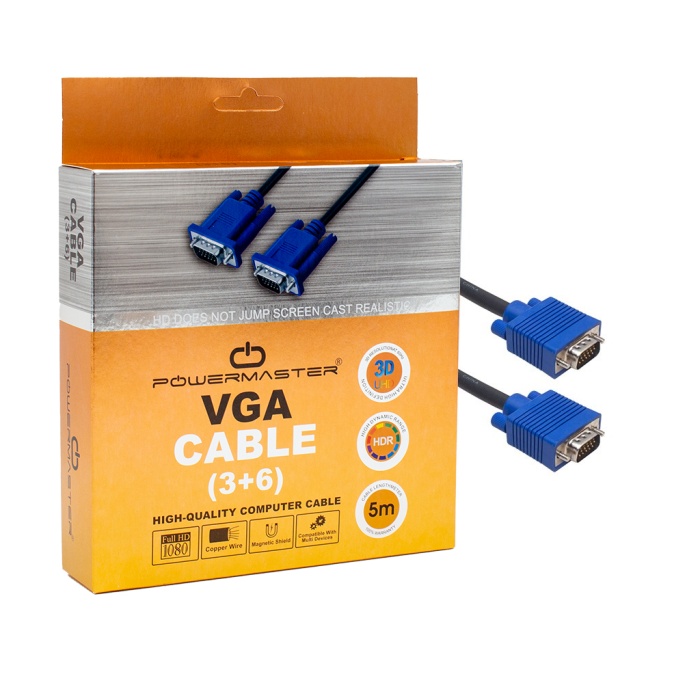 VGA KABLO 15 PİN 3+6 ERKEK/ERKEK 5M KUTULU (4172)