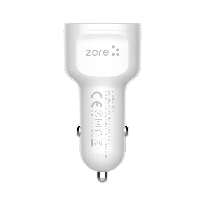 Zore Cc-02 Hızlı Şarj Özellikli Led Işıklı Qc 3.0 Usb-a Ve Type-c Pd Araç Şarj Başlığı Pd 20w