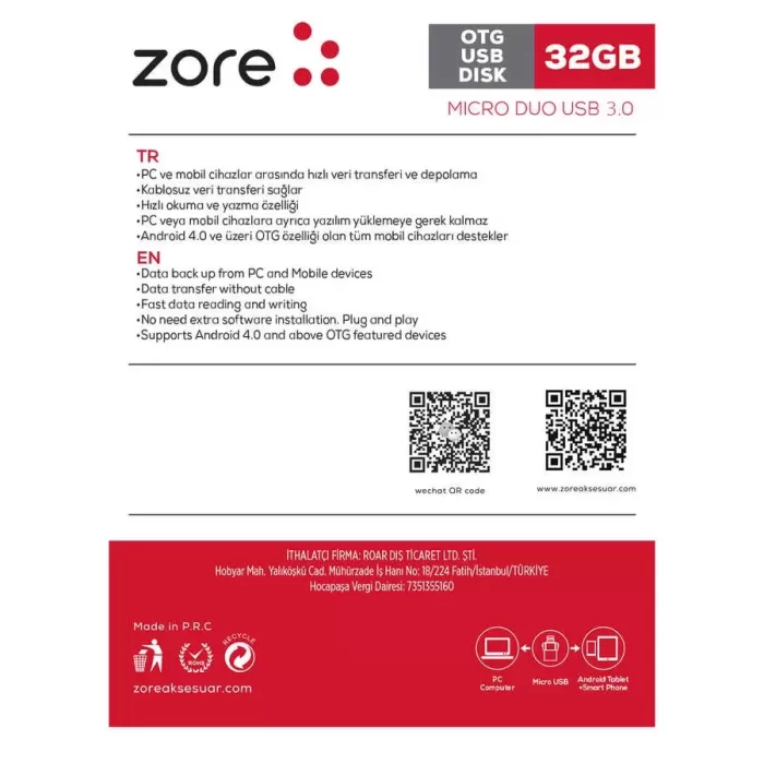 Zore 3.0 Micro Metal Otg 32 Gb