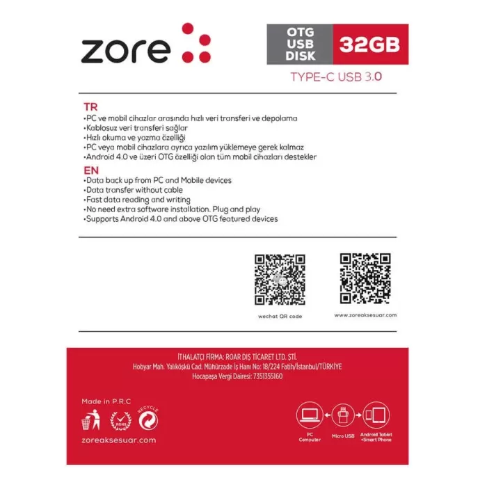 Zore 3.0 Type-c Metal Otg 32 Gb