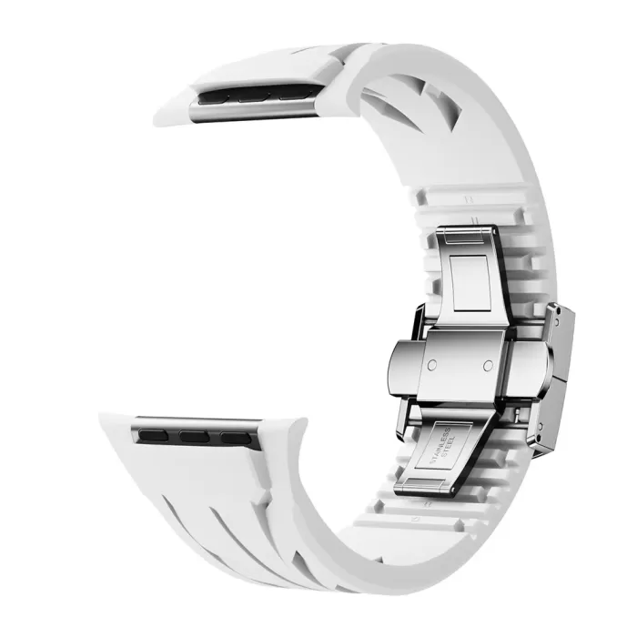 Apple Watch 7 45mm Krd-127 Metal Tokalı Silikon Kordon