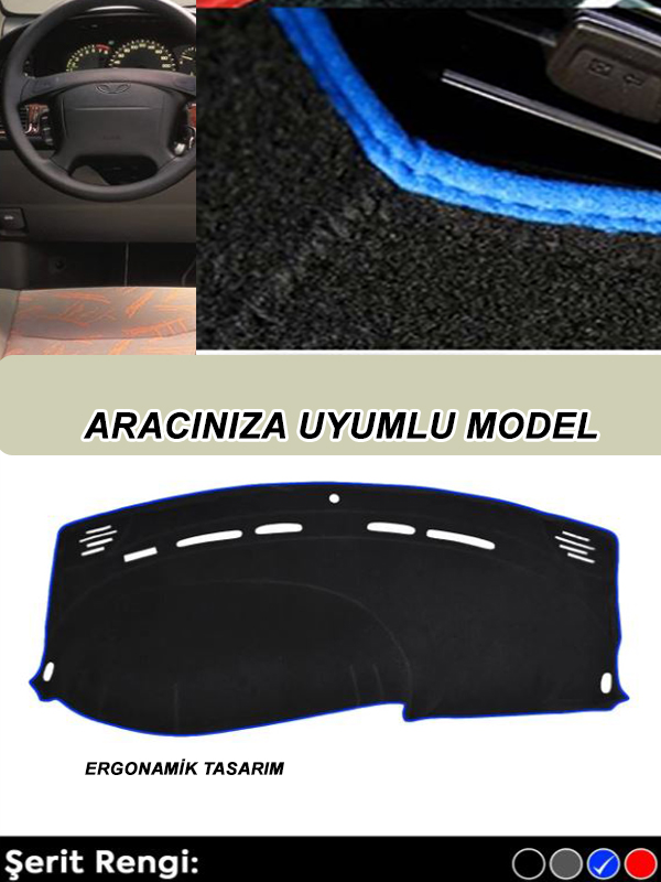 Chevrolet Aveo (2006-2010) 3d Torpido Koruma Kılıfı - Ön Göğüs Kaplama - Mavi Şerit