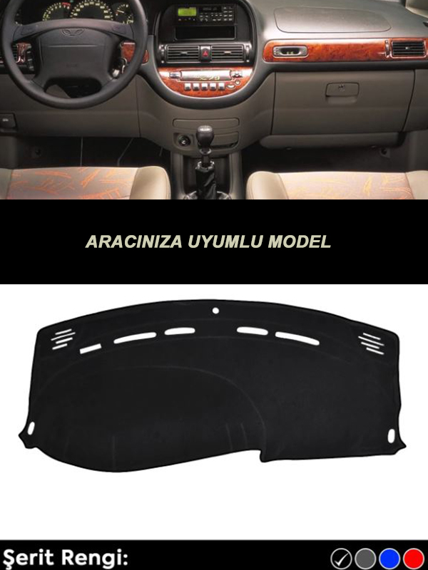 Chevrolet Aveo (2006-2010) 3d Torpido Koruma Kılıfı - Ön Göğüs Kaplama - Siyah Şerit