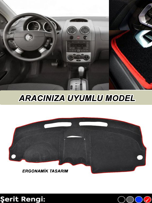 Chevrolet Cruze (2008-2011) 3d Torpido Koruma Kılıfı - Ön Göğüs Kaplama - Kırmızı Şerit