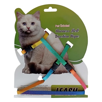 Gezdirme Kayışlı Dokuma Kedi Göğüs Tasma Seti 20*32-120 cm Renkli