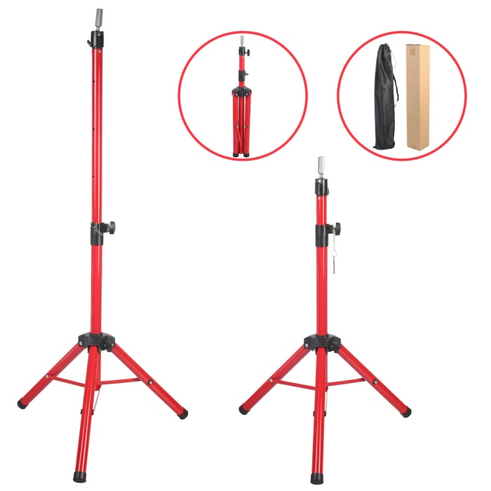 Özel Kuaför    Eğitim Mankeni İçin Metal Tripod / Kırmızı + Taşıma Çantası