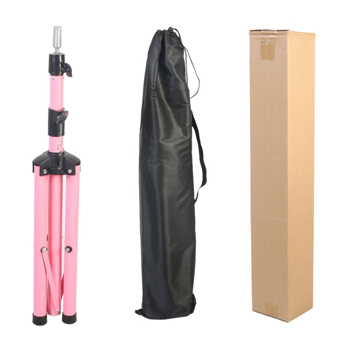 Özel Kuaför    Eğitim Mankeni İçin Metal Tripod / Pembe + Taşıma Çantası