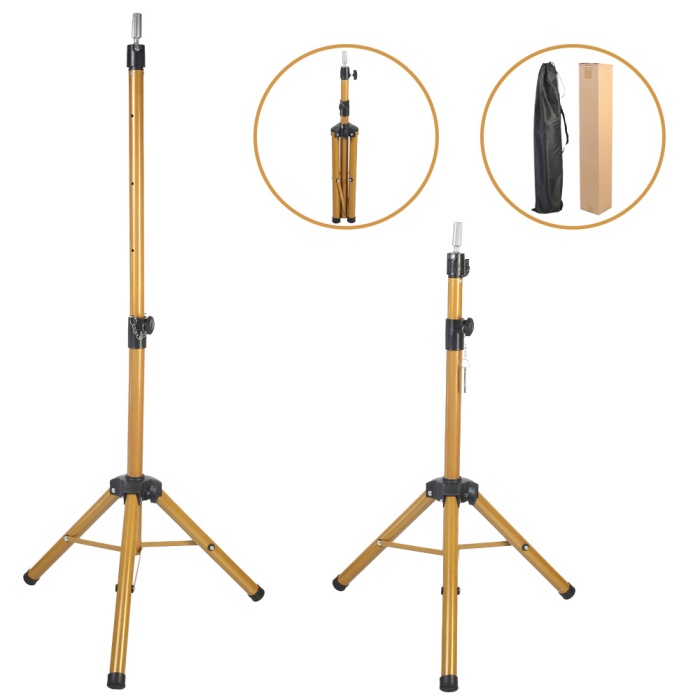 Özel Kuaför    Eğitim Mankeni İçin Metal Tripod / Simli Gold + Taşıma Çantası