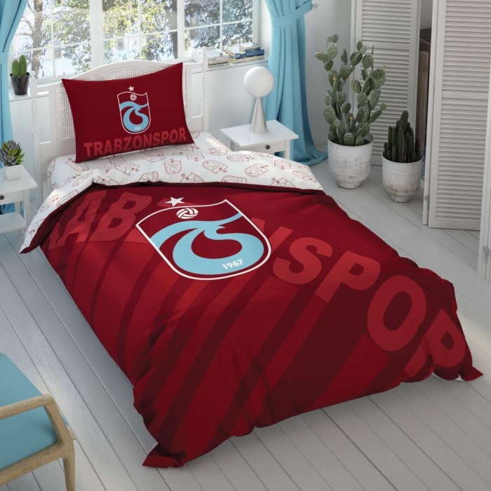 Trabzonspor Bordo Logo Tek Kişilik Nevresim Takımı