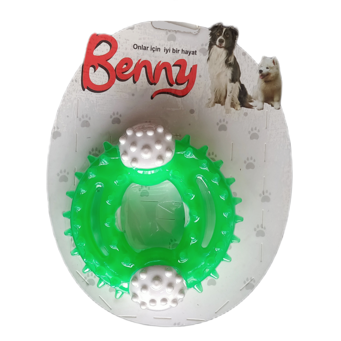 Benny Diş Kaşıma Köpek Oyuncağı Yuvarlak 9,5 cm Yeşil