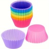 12li Silikon Muffin Kalıbı Seti Yapışmaz & Esnek Fırına Dayanıklı Cupcake ve Kek Kalıpları, 6 Renk