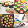 12li Silikon Muffin Kalıbı Seti Yapışmaz & Esnek Fırına Dayanıklı Cupcake ve Kek Kalıpları, 6 Renk