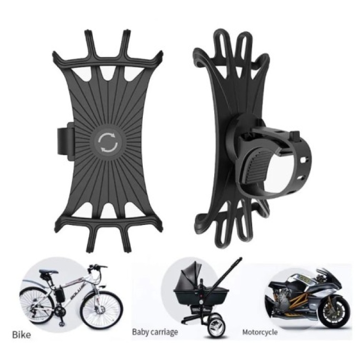 Silikon Esnek Bisiklet Telefon Tutucu 360 Derece Dönebilen, Motosiklet Scooter Uyumlu Telefon Tutucu
