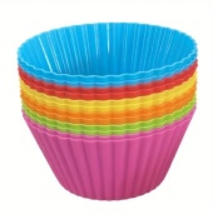 12li Silikon Muffin Kalıbı Seti Yapışmaz & Esnek Fırına Dayanıklı Cupcake ve Kek Kalıpları, 6 Renk