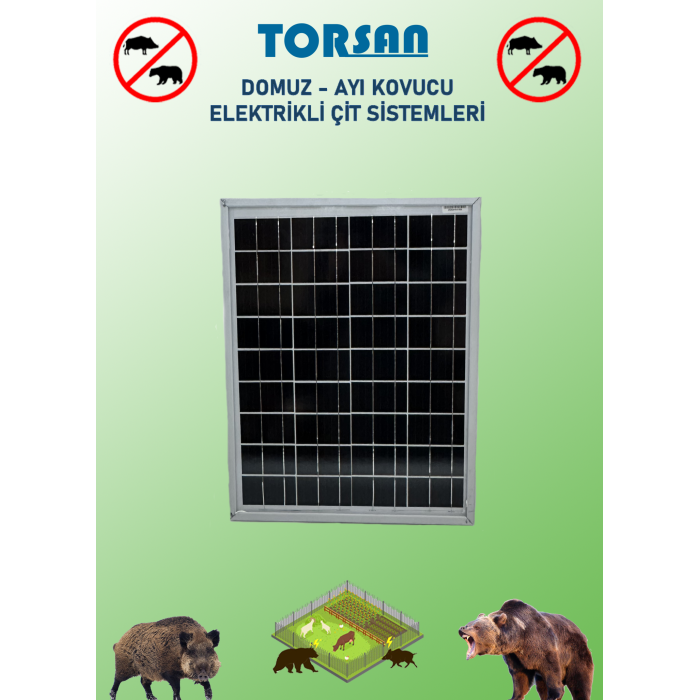 TORSAN GÜNEŞ PANELLİ EKO PLUS 1000 Elektrikli Çit Sistemi ( Domuz - Ayı Kovucu ) 1000MT