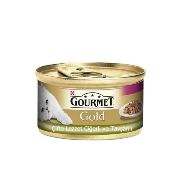 gourmet gold ciğerli ve tavşanlı kedi konserve maması 85 gr