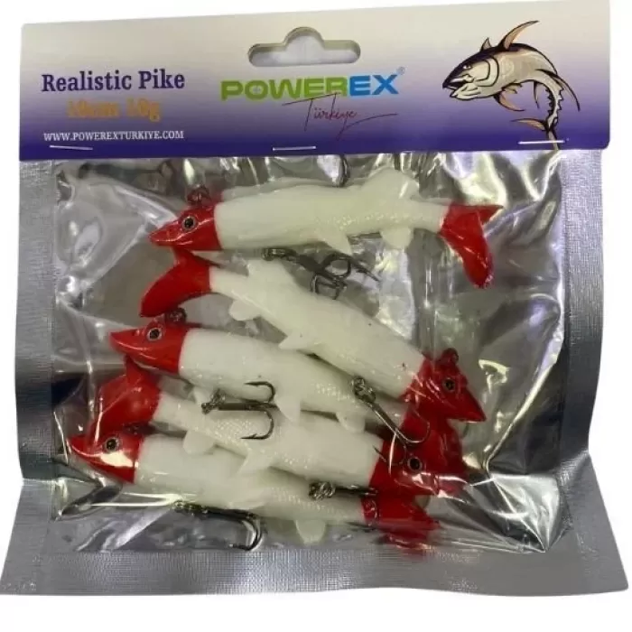 Powerex Realistic Pike Turna Silikonu 10cm. 18gr. 5li Paket (kod 6579)