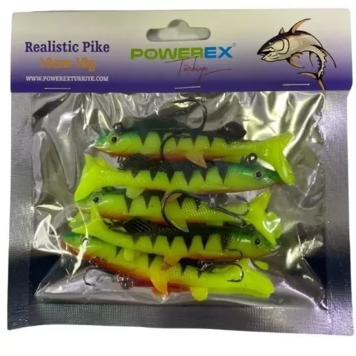 Powerex Realistic Pike Turna Silikonu 10cm. 18gr. 5li Paket (kod 6576)