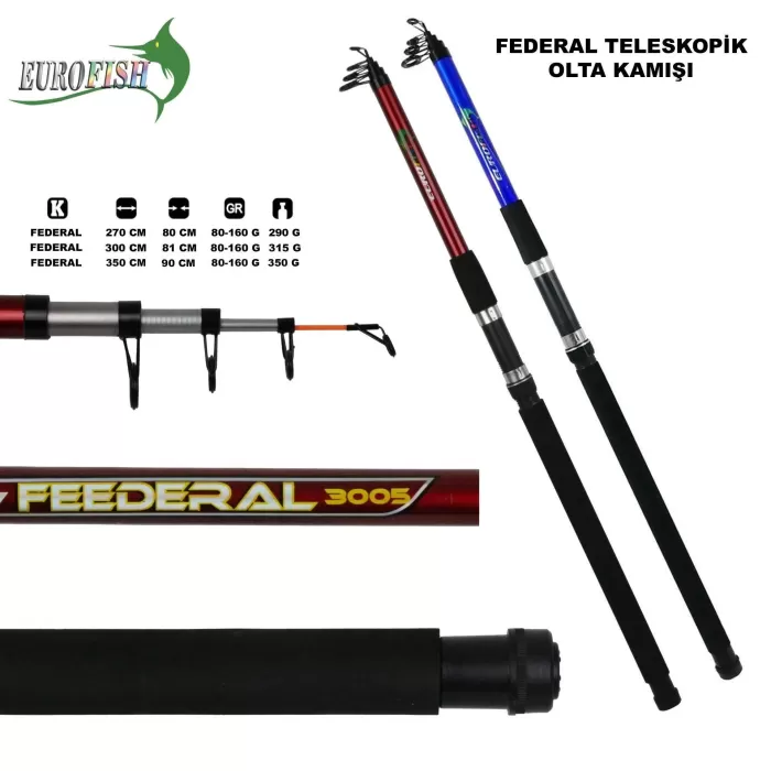 Federal Fiber Olta Kamışı 350 Cm 80-160 Gr KIRMIZI