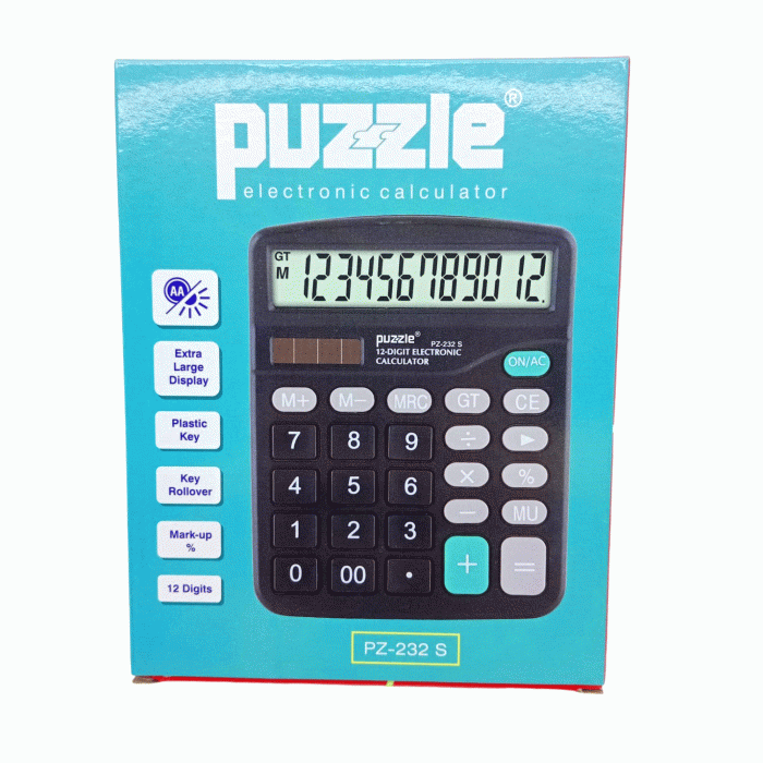 PUZZLE PZ-232S ( 12 HANELİ ) HESAP MAKİNESİ*100