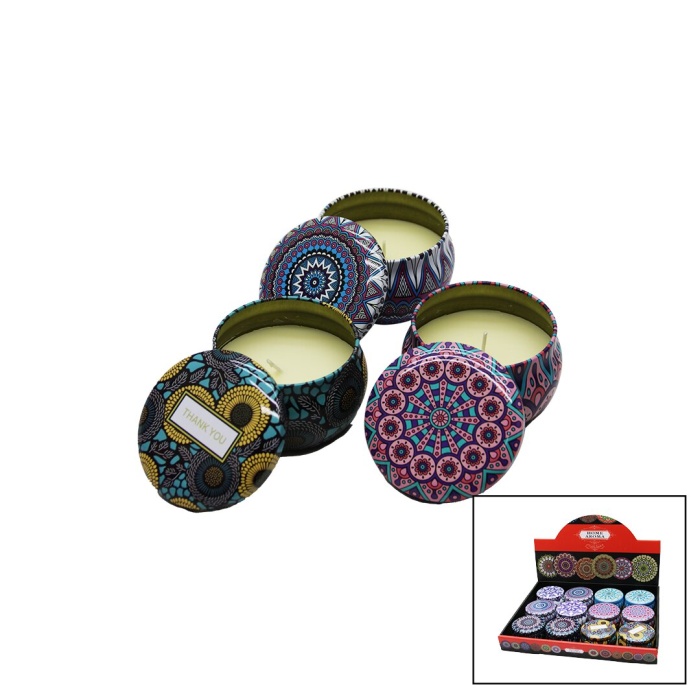 YAKUT-11226 HOME AROMA ( BÜYÜK ) ÇİNİ DESEN KUTULU KOKULU MUM*12X12