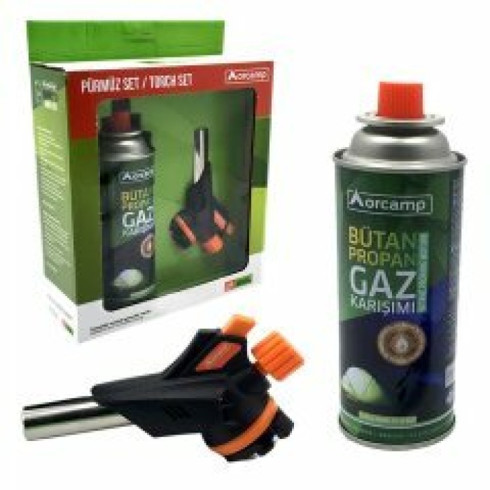 ORCAMP CX-500-227 ( 2PCS ) PÜRMÜZ & TORCH SETİ ( ( PÜRMÜZ TORCH ÇAKMAK BAŞLIK & KAMP GAZI 227GR/400ML )*24